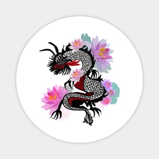 Dragon with lotus flower Magnet